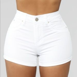 Fashion nova white denim shorts